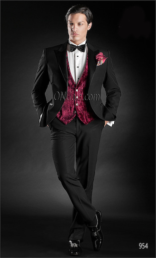 ONGala 954 - Tuxedo Nero con gilet in velluto