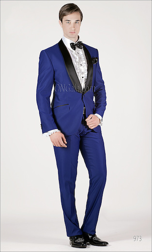 ONGala 973 - Abito moda in misto viscosa blu royal