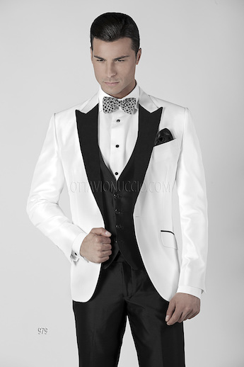 ONGala 979 - Abito sposo in shantung misto seta bianco