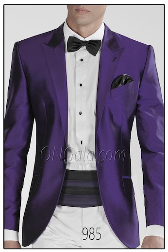 ONGala 985 - Abito sposo con Giacca in shantung misto seta viola
