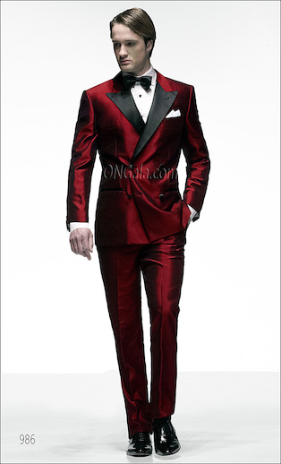ONGala 986 - Abito doppiopetto in shantung rosso