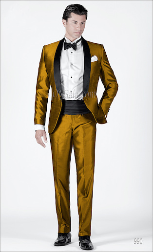 ONGala 990 - Smoking da sposo in shantung oro